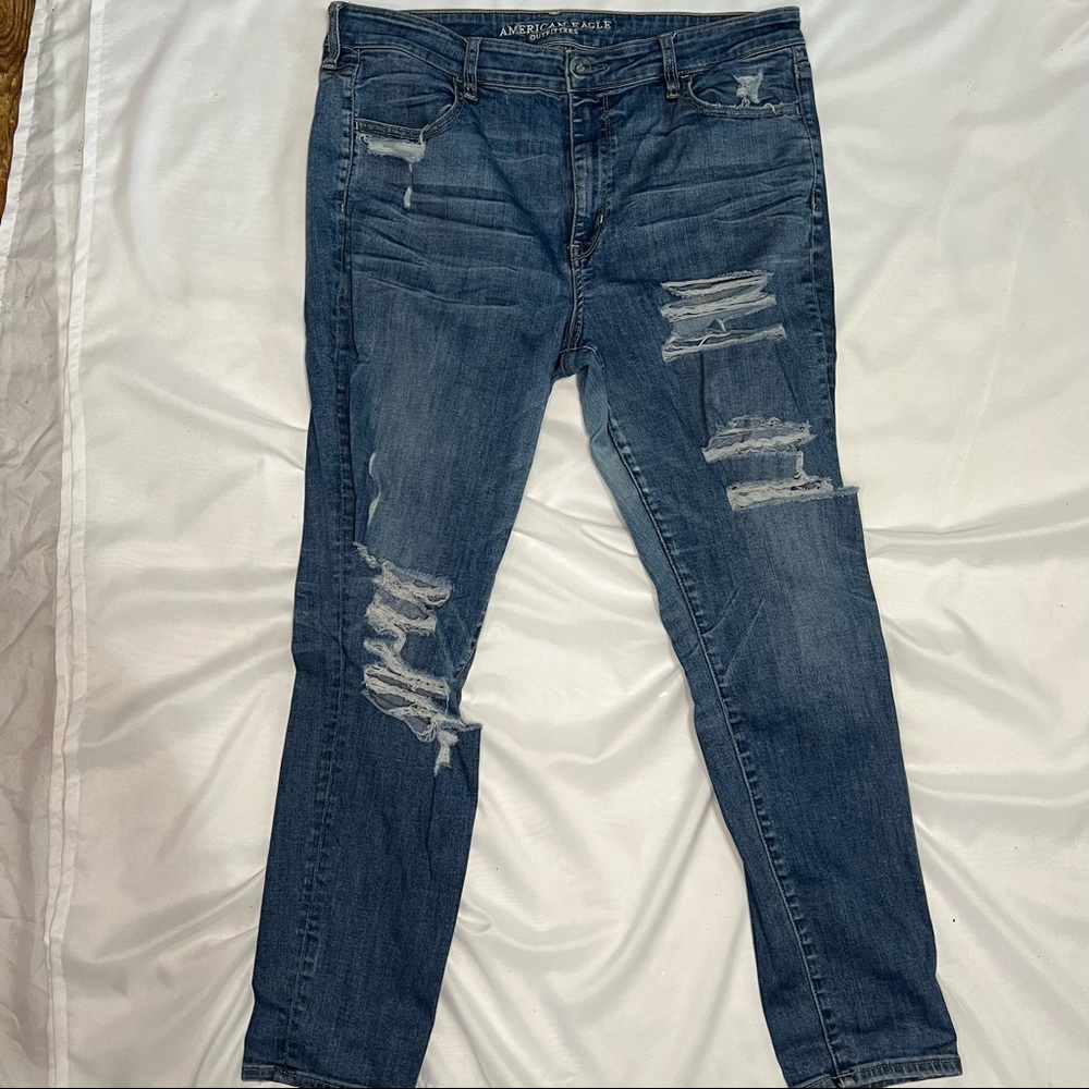 Distressed American Eagle Blue Jeans